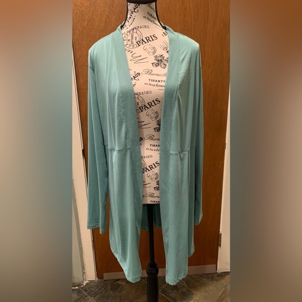 Muk Luks Women’s Large Tall Seafoam Light Green Open Front Lightweight Cardigan